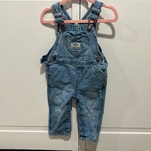Baby Denim Heart Print Overalls
